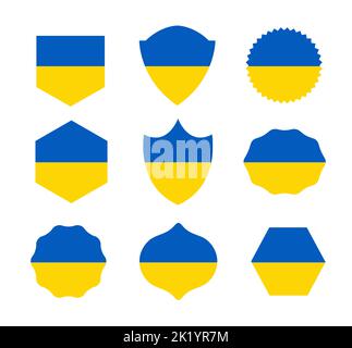 Ukrainische Dreizack Wappen Emblem gesetzt Flaggen für Liebe Ukraine Frieden Stock Vektor