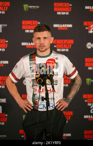 Dublin, Irland. 21. September 2022. BELLATOR Bantamweight, Brian Moore spricht vor dem Wiegen mit den Medien Credit: DC PIX Credit: Dan Cooke/Alamy Live News Stockfoto