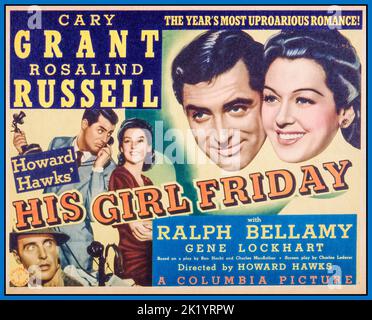 SEIN MÄDCHEN FRIDAY - Movie Film Poster für 1940 Columbia Picture Film mit Cary Grant und Rosalind Russell -Regie Howard Hawks mit Ralph Bellamy, Gene Lockhart Stockfoto