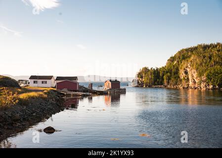 Ruhiger Morgen auf ländlichen Fischergemeinschaft in Neufundland, Kanada. Stockfoto