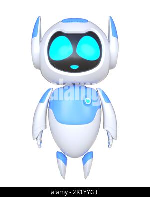 Chatbot-Charakter für Support-Service-Konzept. Neutrale Haltung. 3D Abbildung Stockfoto
