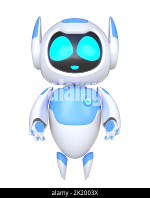 Chatbot-Charakter für Support-Service-Konzept. 3D Abbildung Stockfoto