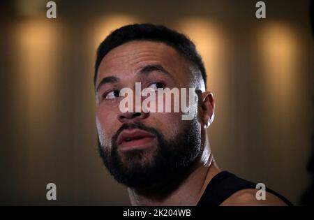 Joseph Parker während eines Media-Trainings im Hilton Deansgate, Manchester. Bilddatum: Mittwoch, 21. September 2022. Stockfoto