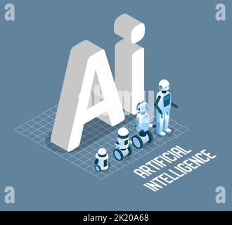 AI Concept Vektor isometrische Illustration Stock Vektor
