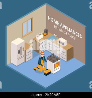 Abbildung des Vektorgrafikes für Hausgeräte-Reparaturservice Stock Vektor
