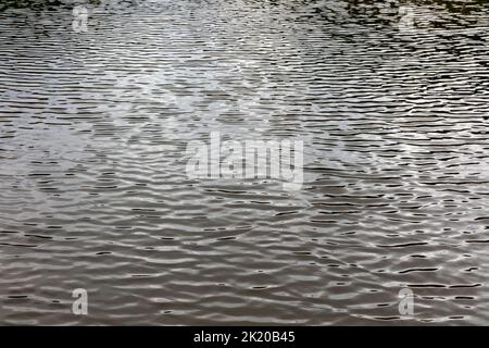 Das Wasser plätschelt auf einem Teich. Stockfoto