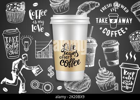 Werbespots zum Mitnehmen von Kaffee sind eine kreative Illustration Stock Vektor