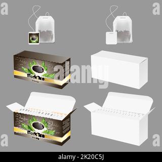 Tee Verpackung Vektor realistische Mock up Set Stock Vektor