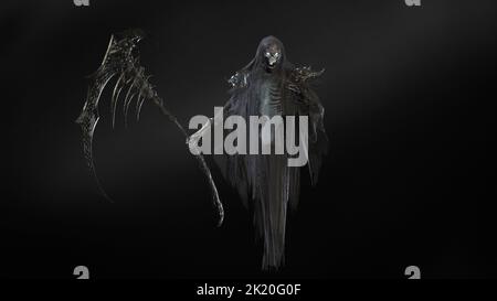 3D-Illustration einer isolierten gefährlichen Fantasie-Wraitthe-Kreatur Stockfoto