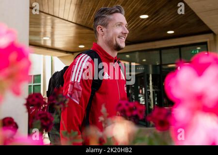 PONTYCLUN, WALES - 21. SEPTEMBER 2022: Wayne Hennessey, der Torhüter von Wales, reist vor den Spielen der Liga A 2022 Nations League nach Brüssel Stockfoto