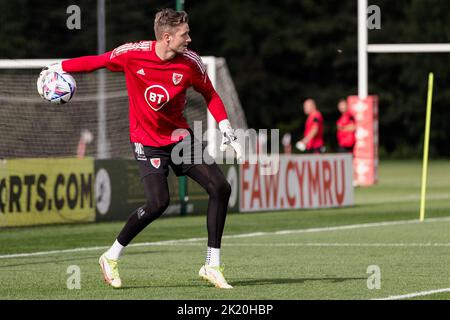 PONTYCLUN, WALES - 21. SEPTEMBER 2022: Wayne Hennessey, der Torhüter von Wales, während eines Trainings im Vale Resort vor der Liga A 2022 Nation Stockfoto