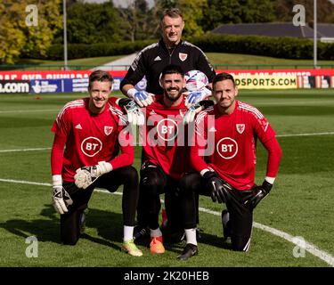 PONTYCLUN, WALES - 21. SEPTEMBER 2022: Wayne Hennessey, Torhüter von Wales, Tony Roberts, Torhüter von Wales, Danny ward und Wale Stockfoto