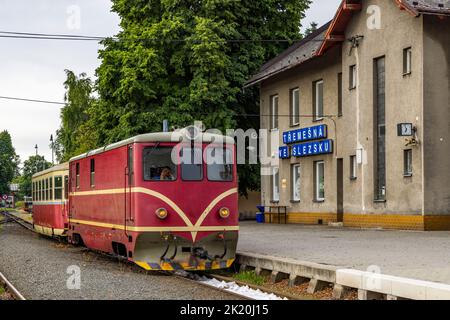 Schmalspurbahn Tremesna ve Slezsku nach Osoblaha mit 60 Jahre alter Lokomotive Stockfoto