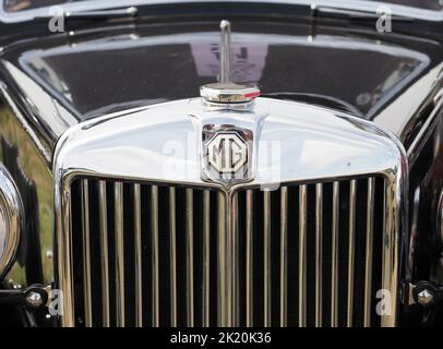 Nahaufnahme eines klassischen MG-Sportwagens Stockfoto