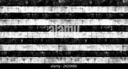 Nahtlos lackierte dicke horizontale Linien, eine schwarz-weiße künstlerische Acrylfarbe Textur Hintergrund. Kreativer Grunge monochromer, handgezeichneter Fahnenstreifen