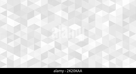 Nahtlose elegante subtile weiße geprägte Porzellan Hintergrundstruktur. Abstrakt monochrom hellgrau minimalistisch geometrische Dreieck lowpoly Mosaik patte Stockfoto