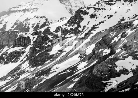 Schwarzweiß; Snow Dome Mountain; Dome Glacier; Columbia Ice Fields; Jasper National Park; Alberta; Kanada Stockfoto