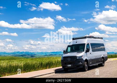 Airstream Interstate 24X 4WD Wohnmobil; Little Bighorn Battlefield National Monument; Montana; USA Stockfoto