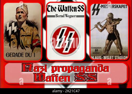 Nazi-Propagandaplakate, die während des Zweiten Weltkriegs gedruckt wurden Stockfoto