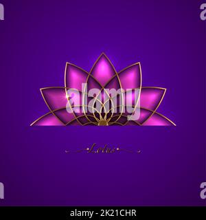 Rosa Lotusblume, heilige Geometrie Mandala, goldener Luxus Ornament, goldene Linie Kunst floral Logo. Blumenblüten Symbole von Yoga, Spa, Schönheitssalon, Stock Vektor