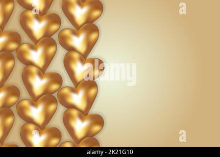 Gold Heart 3D Render Style Hintergrund Illustration Vorlage Stock Vektor
