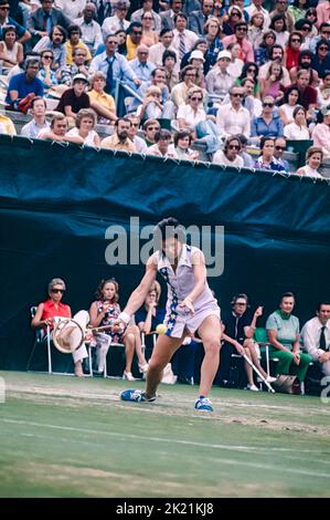 Billy Jean King bei den US Open Tennis 1975 Stockfoto