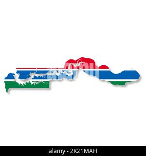 Gambia-Karte auf weißem Hintergrund mit Beschneidungspfad Stockfoto