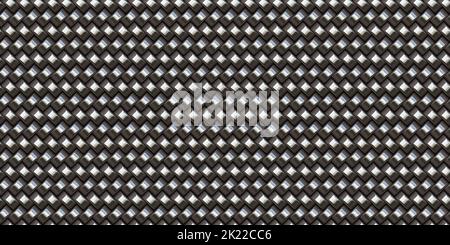 Nahtlose Stahl Korbbindung Hintergrund Oberfläche Muster. Kachelbare realistische luxuriöse gewebte Eisen ineinanderschließende Metallringe Textur. Eine hochauflösende Abstr Stockfoto