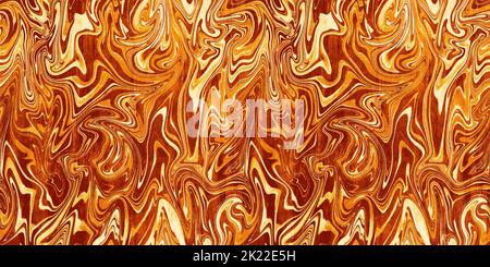 Seamless Vintage 70s Retro-Marmor wirbelt Tapetenmuster in einer nostalgischen gemütlichen warmen Rostrot, Orange, Braun und Gelb Palette. Ein grungiger 8k Hintergrund Stockfoto