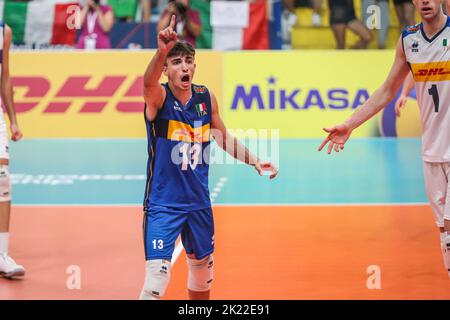 Gabriele Laurenzano (ITA) während der Europameisterschaft U20 - Serbien gegen Italien, Volleyball-Intendationen in Montesilvano/Vasto, Italien, September 21 2022 Stockfoto