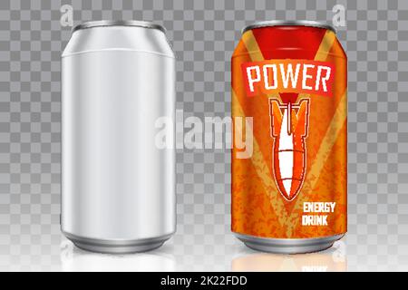 Aluminium-Getränkedose Vektor realistische Mockup-Set Stock Vektor
