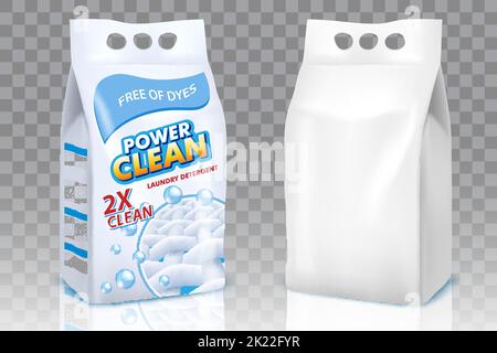 Waschpulver Beutel Vektor realistische Mockup Set Stock Vektor