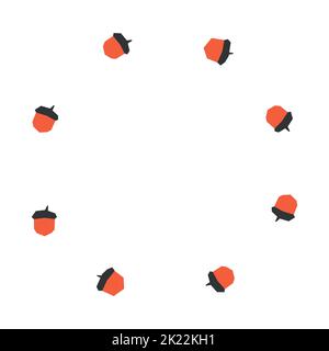 Vektor isolierte Illustration mit botanischem Element - flache Mutter. Orange Symbol des Herbstes - Haselnuss. Dekoratives minimalistisches Fallobjekt auf weißem Hintergrund Stock Vektor