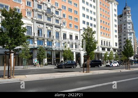 Madrid, Spanien. September 2022. Außenansicht des Riu Plaza Espana Hotelgebäudes im Stadtzentrum Stockfoto