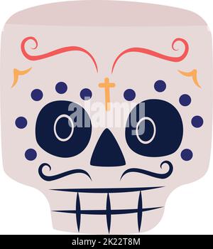 Sugar Skull für Festival semi flache Farbe Vektor Charakter Gesicht Stock Vektor