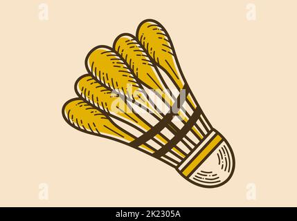Badminton Federball Retro Vintage Line Art Design Stock Vektor