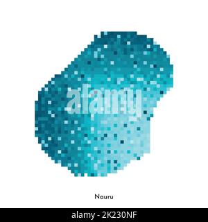 Vektor isolierte geometrische Illustration mit einfacher eisblauer Form der Nauru Karte. Pixel-Art-Stil für NFT-Vorlage. Gepunktetes Logo mit Verlaufsstruktur Stock Vektor