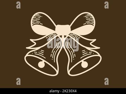 Zwei Glocken mit einem Band Retro Vintage Line Art Design Stock Vektor