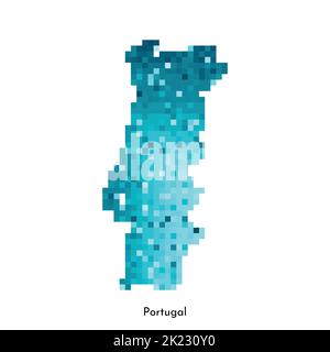 Vektor isolierte geometrische Illustration mit einfacher eisblauer Form der Portugal Karte. Pixel-Art-Stil für NFT-Vorlage. Gepunktetes Logo mit Verlaufsstruktur Stock Vektor