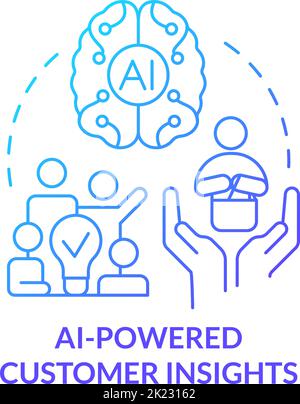 KI-gestützte Kundeneinblicke blaues Gradientenkonzept-Symbol Stock Vektor