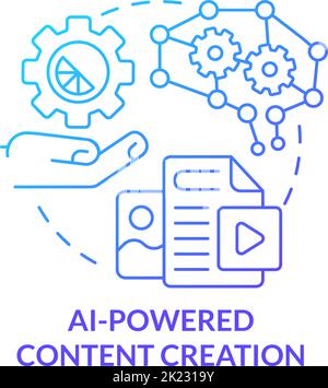 AI-basierte Content-Erstellung blaues Gradientenkonzept-Symbol Stock Vektor