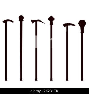 Walking Stick Icon Set isoliert auf weißem Hintergrund Stock Vektor