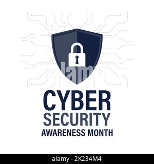 National Cyber Security Awareness Month. Es wird jedes Jahr im Oktober gefeiert. Hintergrund, Poster, Karte, Bannervektor Illustration Stock Vektor