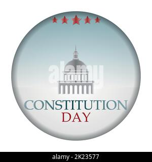 Papercut Postkarte. tag der verfassung. In einem runden Rahmen Stock Vektor
