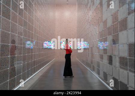 Newport Street Gallery, London, Großbritannien. 22. September 2022. Damien Hirst: Die Währung. Damien Hirst und HENI arbeiten zusammen, um eine Ausstellung von Gemälden aus seiner ersten NFT-Sammlung The Currency in der Newport Street Gallery, 23. September-30. Oktober 2022, zu präsentieren. Quelle: Malcolm Park/Alamy Live News. Stockfoto