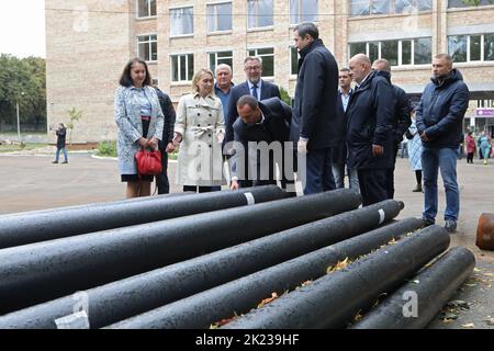 Nicht exklusiv: KIEW, UKRAINE - 20. SEPTEMBER 2022 - Direktor von Kyivteploenerho, Viacheslav Bind, ukrainischer Minister für Gemeinschaften und Territorien Devel Stockfoto