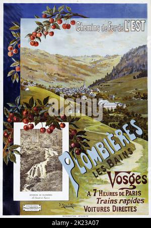 FREDERIC HUGO D'ALESI (1849-1906) Reiseposter Plombieres Les Bains Vosges Chemins de Fer, c 1890-1900 Bahnposter Stockfoto