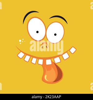 Verrückter Gesichtsausdruck. Lustige Monster Quadrat Porträt Stock Vektor