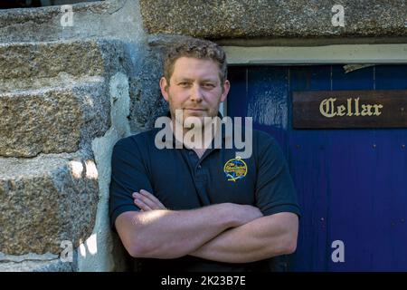 Chefbrauer, Ben Stone, The Blue Anchor Inn in Helston, Cornwall, England. Stockfoto