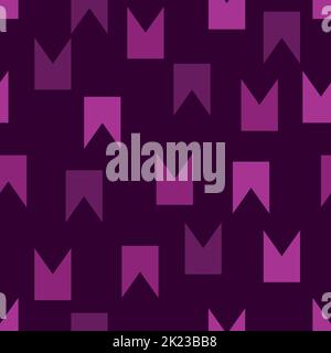 Schwalbenschwanz abstrakte Form Nahtloses Muster. Geometrischer Vektorhintergrund in violetten, rosa, magentafarbenen Farben. Trendiger Druck für Textil, Stoff, Verpackung. Stock Vektor